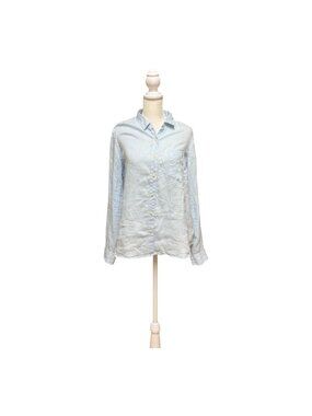 Gap 100% Linen Button Front Shirt Light Blue Women’s Medium Long Sleeve Casual
